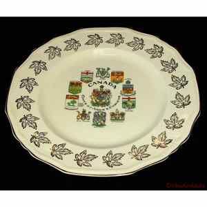 Canada Souvenir Plate Coats of Arms Alfred Meakin Ivory Gold Vintage Collectible